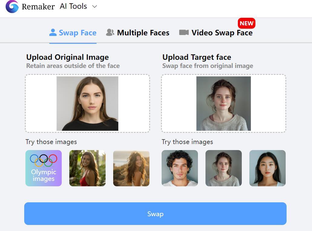 Steps to Put a Different Face on Another Picture with Remaker AI Faceswap - 2